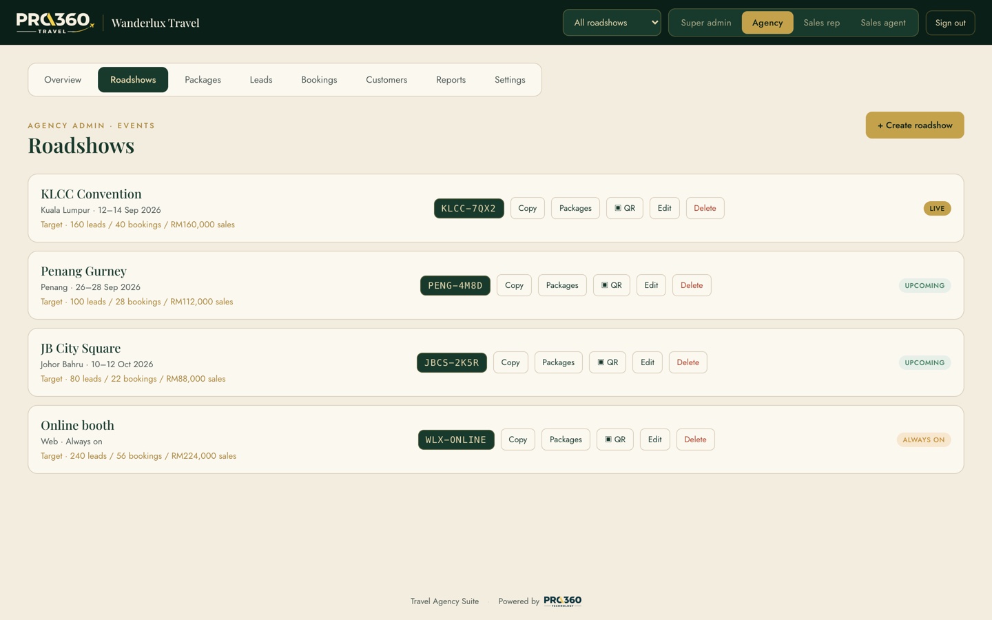 Roadshows — booth events, booths and performance